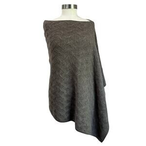 Kinross 100% Cashmere Poncho Sweater Wrap Cape Tan Mushroom Retail $395